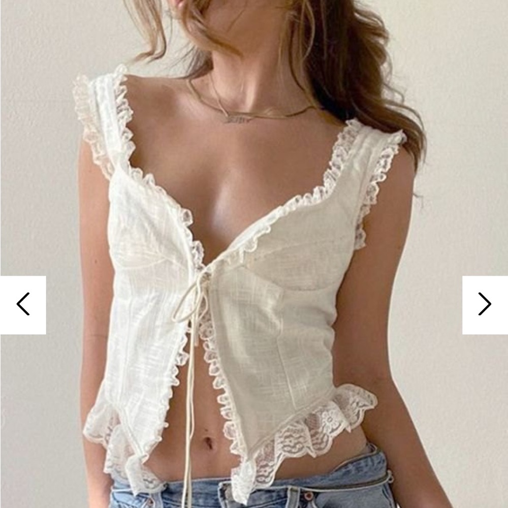 New White Lacy Tie up top